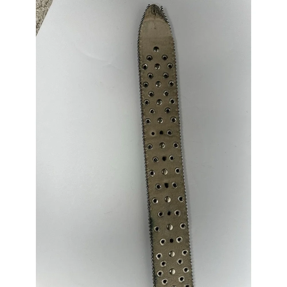 Western Hair On Hide Belt Size 24 Turquoise Studded Rhinestone Silver Buckle